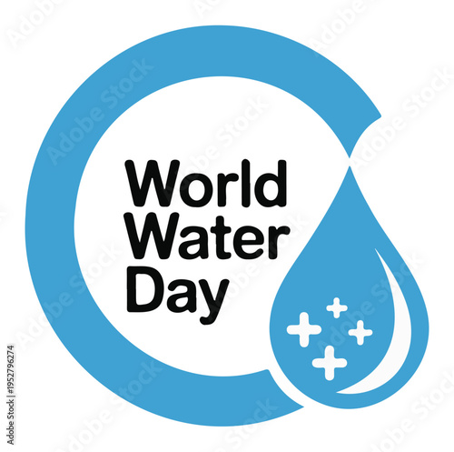 World Water Day Logo with Blue Droplet Vector on a White Background
