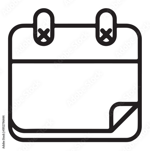 Calendar Icon with Torn Page Isolated on White Background