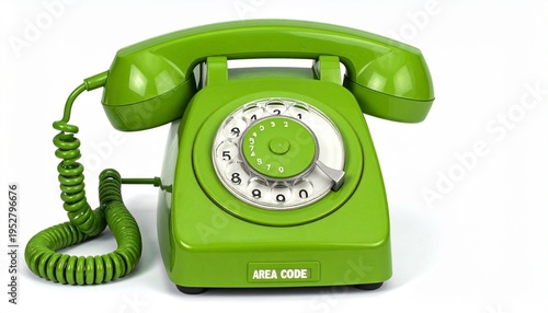 Bright green rotary dial telephone