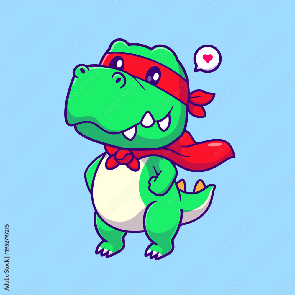 Obraz premium Cute Dinosaur Super Hero Cartoon