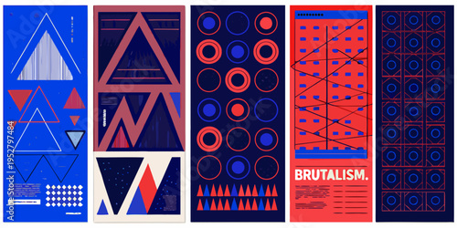 Abstract geometric patterns in vibrant colors reminiscent of mid century design