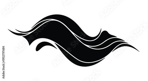 Wave abstract shape captures the fluid movement of water and natural energy in a clean graphic format.
