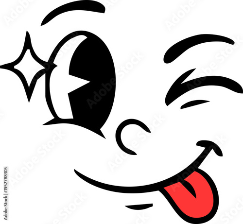 Winking Tongue Out Playful Character Face
