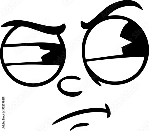 Suspicious Glaring Face Cartoon Expression