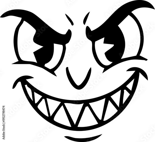 Evil Grin Villain Face With Sharp Teeth