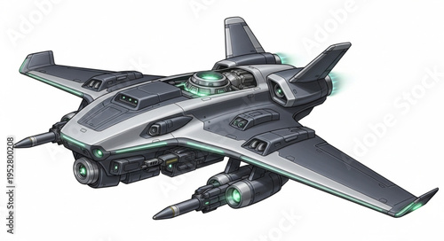 Futuristic spacecraft design with detailed wings and advanced technology, ready for space exploration.