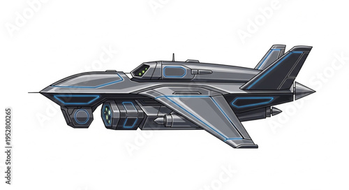 Futuristic aircraft design showcasing advanced technology and sleek aerodynamic features in flight.