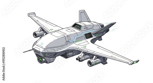 Futuristic spacecraft design with wings and multiple engines, ready for space travel.