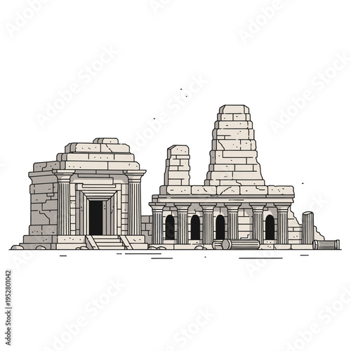 Ancient Stone Temple Ruins with Intricate Architecture.