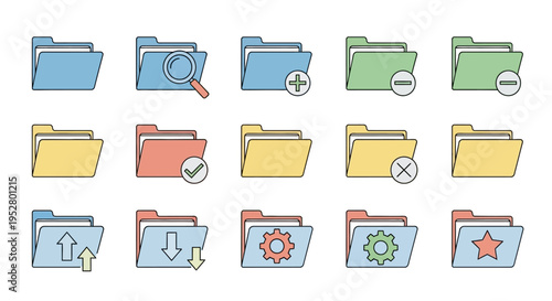 Colorful file folder icons set.
