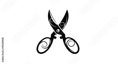 Scissors featuring decorative scrollwork patterns are displayed against a clean white background.