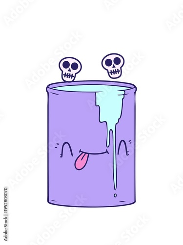 spinning skulls animation of cartoon toxic waste