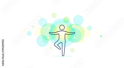 Person in tree pose with bokeh lights, symbolizing balance and wellness