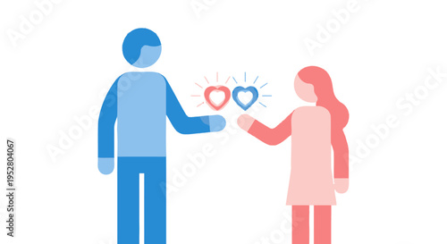 Couple Sharing Love Hearts, Relationship, Romance, Valentine's Day, Connection