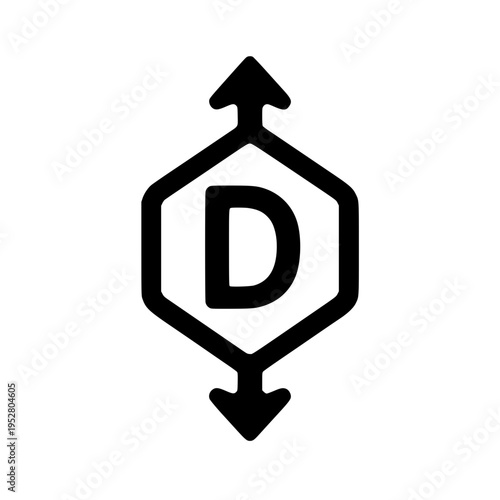 Blockchain D hexagon emblem 