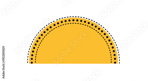 Vector semicircle graphic element with dotted lines