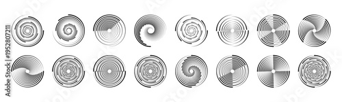 Dotted circular shapes overlap to form a layered spiral frame composition. Light and shadow effects enhance the structure. A bold abstract concept of motion and geometry.