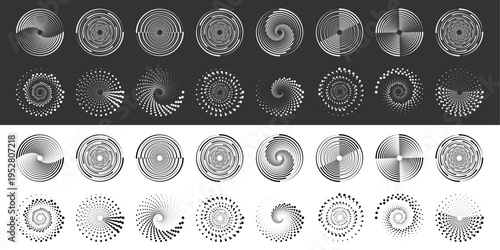 Minimal round halftone frame made of evenly spaced dots creates a clean and modern look. Circular motion is subtly implied. A refined geometric illustration for creative use.