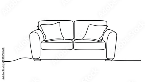 Sofa Couch Icon – Living Room Furniture Line Art Illustration