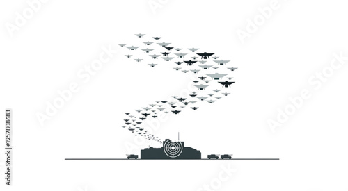 Person with Bats Swirling Above Head in Minimalist Illustration.