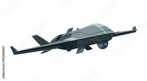 Advanced Military Drone in Flight for Surveillance and Reconnaissance.