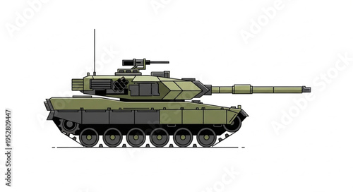 Modern Main Battle Tank Illustration on White Background.