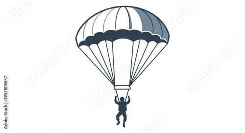 Illustration of a Skydiver with Parachute in Mid-Air.