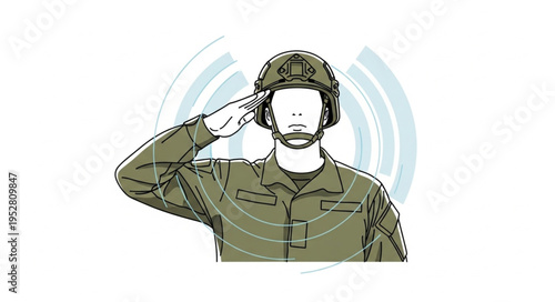 Illustration of a Soldier Saluting with Focus on Military Service.