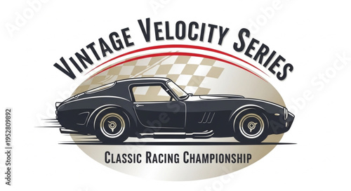 Vintage Velocity Series Classic Racing Championship Car Illustration.