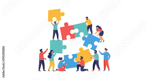 Teamwork Puzzle Collaboration People Building Strategy Solution