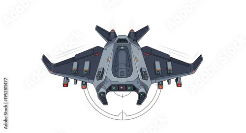 Futuristic spacecraft design with wings and advanced technology, ready for space travel.