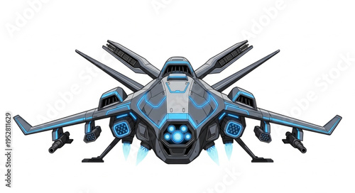 Futuristic spaceship design with advanced technology and intricate details, ready for space exploration.