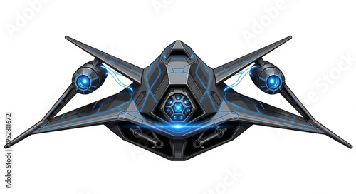 Futuristic spacecraft design with advanced technology and sleek aerodynamic shape.
