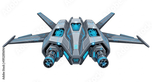 Futuristic combat aircraft with advanced weaponry and sleek design, ready for action.