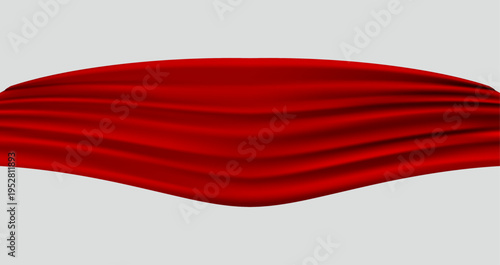 滑らかに波打つ赤い布の質感をリアルに表現した抽象背景、シルクのような光沢と高級感を持つラグジュアリーなテクスチャ素材