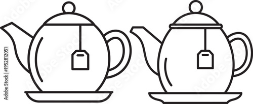 Teapot icon with tea bag outline