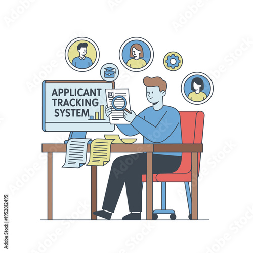 Applicant Tracking System User Reviewing Documents.