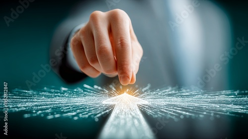 Digital information streams branching at a decision crossroads, symbolizing choice, evaluation, and business intelligence