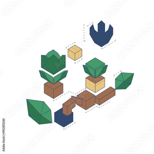 Abstract Geometric Shapes Building Blocks Arrangement.