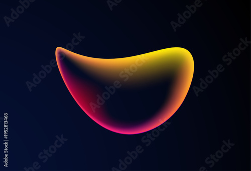 Abstract fluid sphere with neon gradient colors flows smoothly in space, creating a futuristic liquid effect. Soft blur edges glow with rainbow tones. The shape feels alive and dynamic.