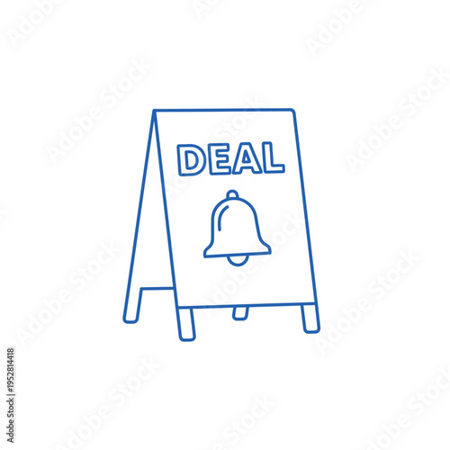 A-frame sign with deal and bell icon.