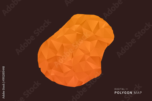 Nauru Map - low poly polygon vector, geometric triangulated silhouette in orange and dark brown tones, clean modern infographic style, isolated background.