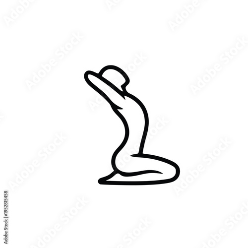 Abstract Line Art of a Person in Prayer or Meditation Pose.