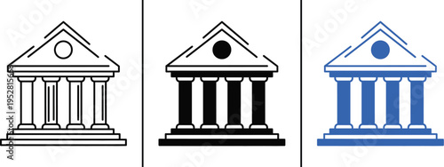 Bank Building Icon – Financial Institution, Government & Corporate Architecture Vector
