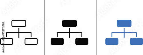 Business Organization Structure Icon – Hierarchy Chart, Corporate Workflow Diagram Vector