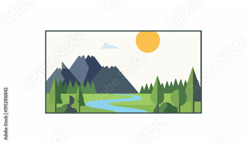 Summer Nature Tourism Poster Vector Landscape Travel Banner Design