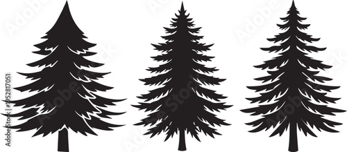 forest silhouette sign ,isolated transparent , outline and filled version 