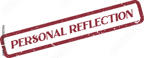 A striking red grunge stamp creatively emphasizes the profound concept of personal reflection and introspection
