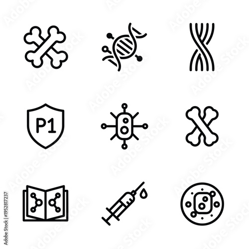 Collection of Medical and Science Icons for Health and Research.