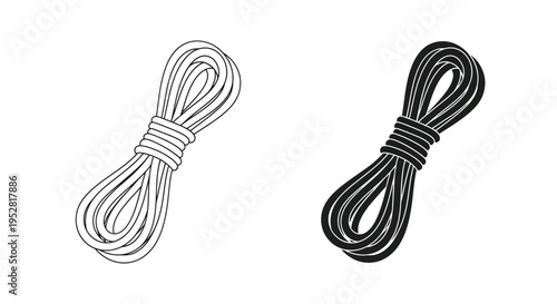 This image depicts two coiled ropes one light and one dark presented in a simple illustrative style high quality